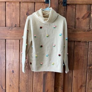 PepaLoves Beige Floral Patch Cowl Neck Sweater